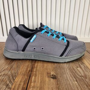 NRS Crush Water Shoes Mens Sz 8 Gray Blue Nylon Side Ports Slip Resistant Hiking